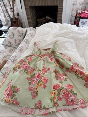 Lulu's Mint Green Floral Sundress with Pink Blooms